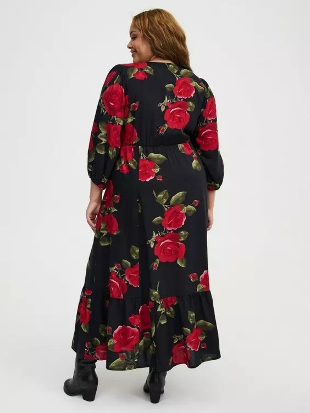 Torrid Black Maxi Dress with Red Rose Print - Picture 2 of 5